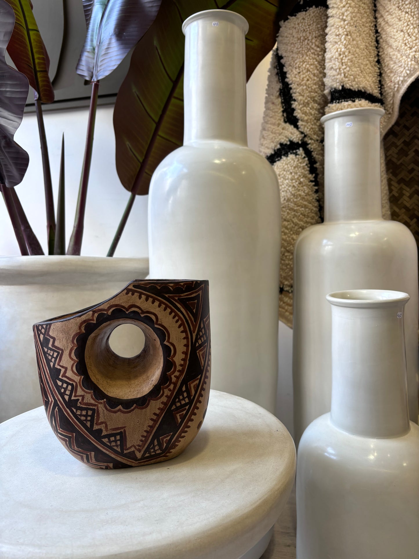 Poterie "Berbere" Marron pour fleurs séchées ou pot pour ustensile de cuisine