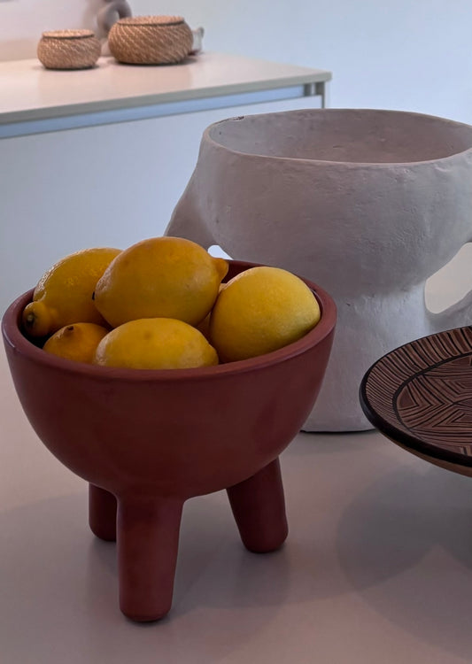 Saladier sur pied "Tadelakt" Terracota
