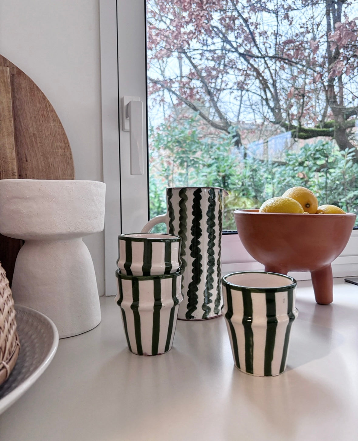 Lot de 4 tasses beldi et 1 carafe "Porto" Vert