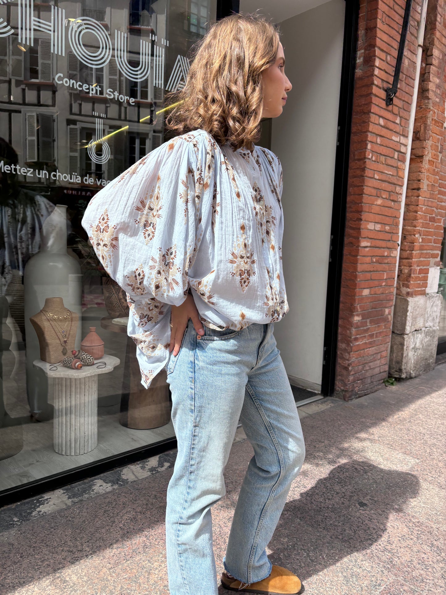 Chemise « Ibiza » bleu ethnique