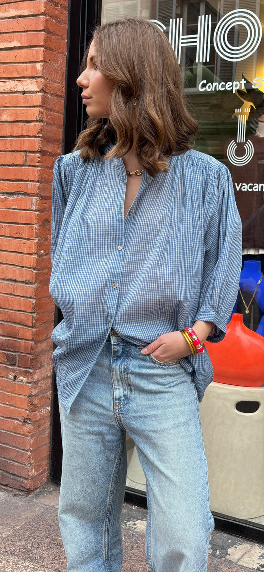 Blouse « Ibiza »  bleu Vichy
