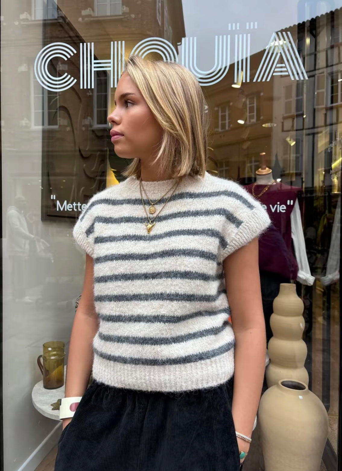Pull sans manche « Marine »
