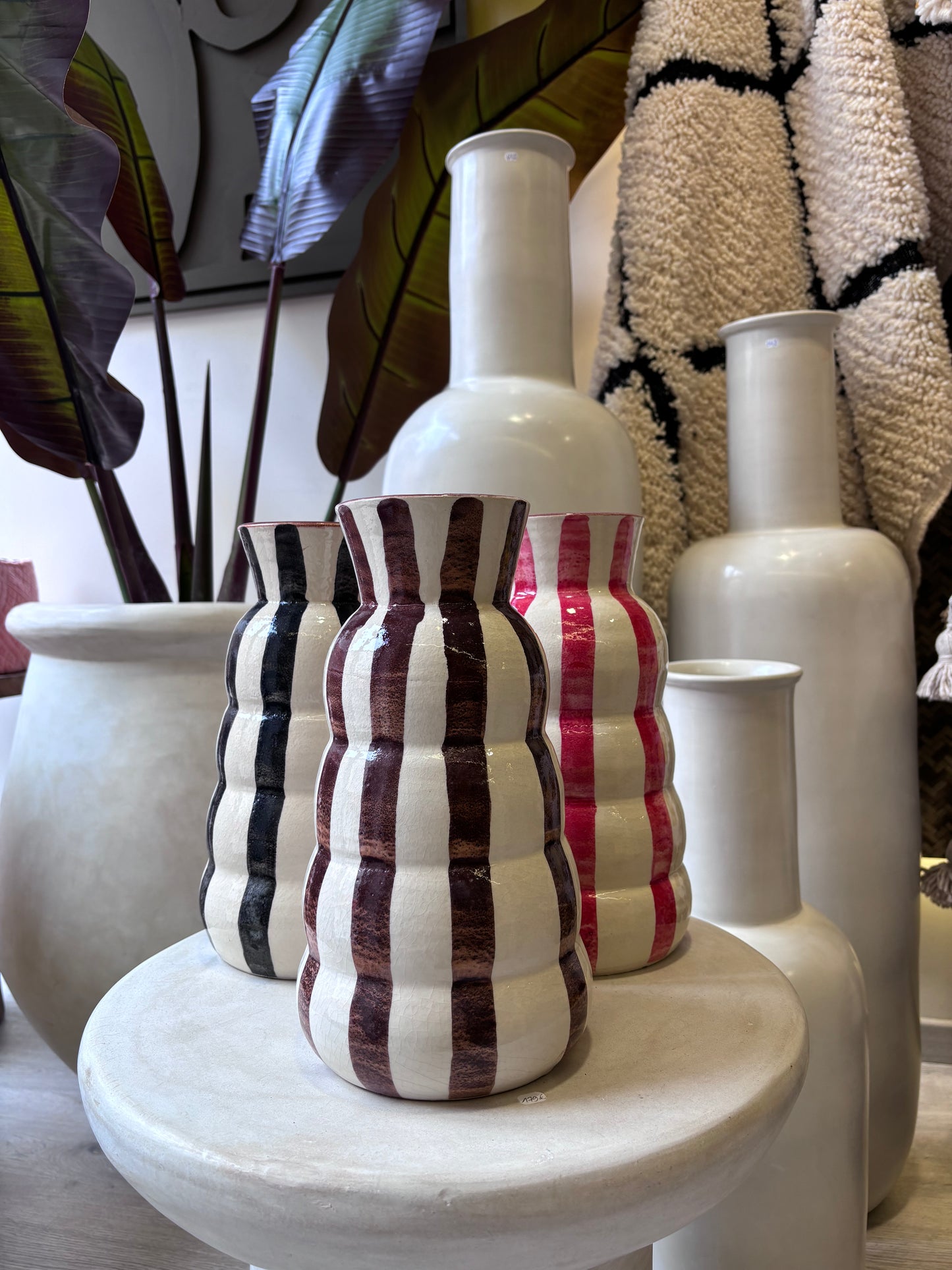 Vase "Rayé" Marron Satiné
