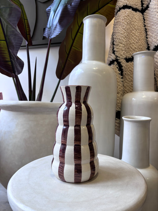 Vase "Rayé" Marron Satiné