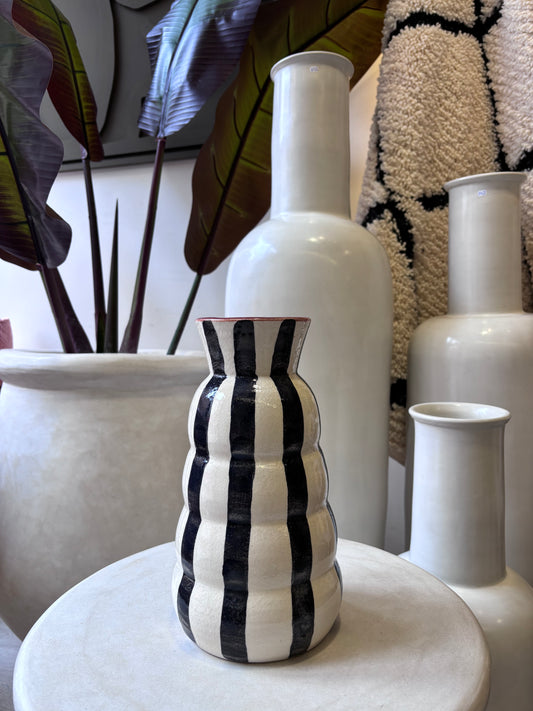 Vase "Rayé" Noir Satiné