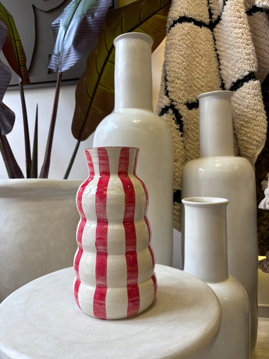 Vase "Rayé" Rouge Satiné