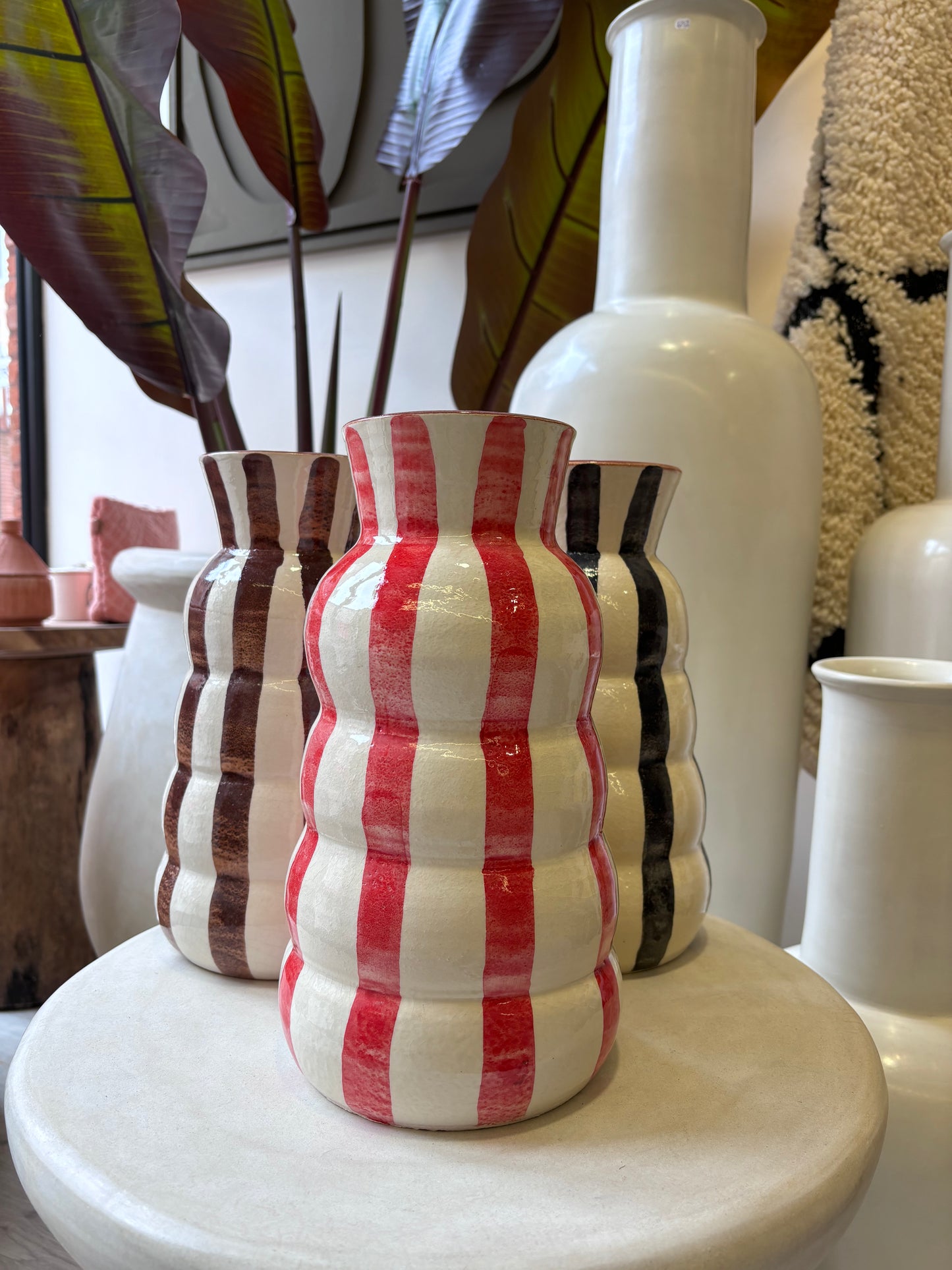 Vase "Rayé" Rouge Satiné
