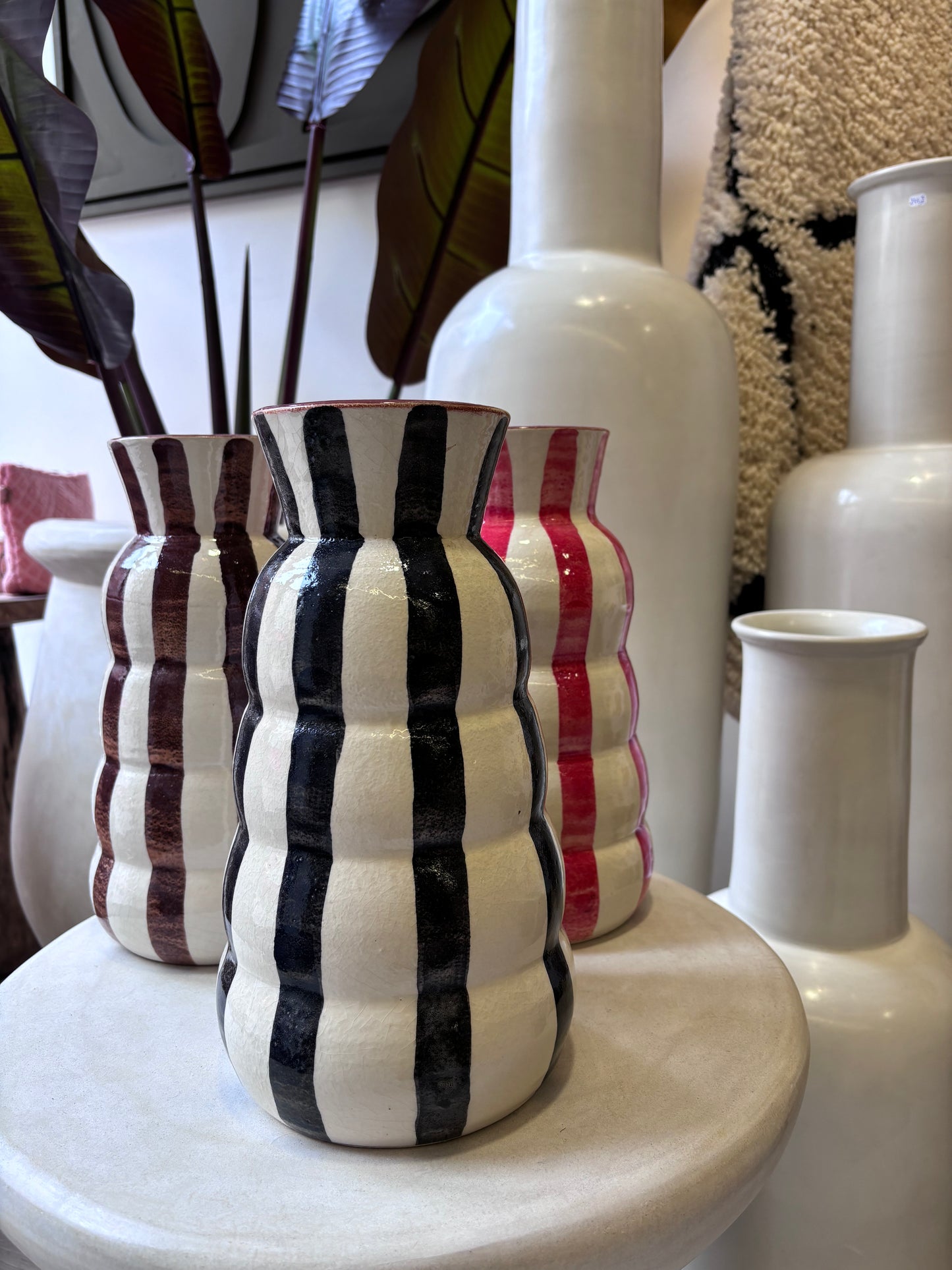 Vase "Rayé" Noir Satiné