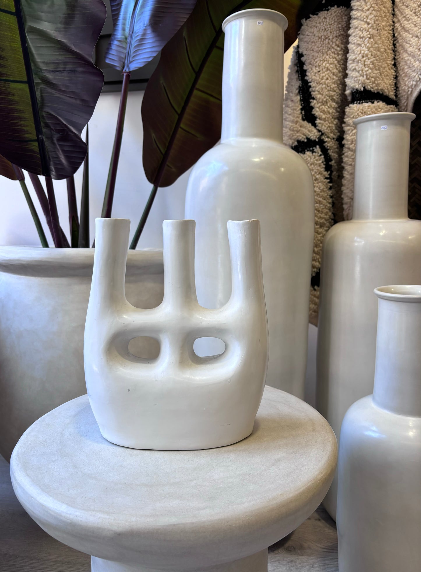 Poterie décoration "Tadelakt" Blanche
