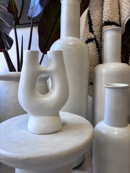 Poterie décoration "Tadelakt" Blanche