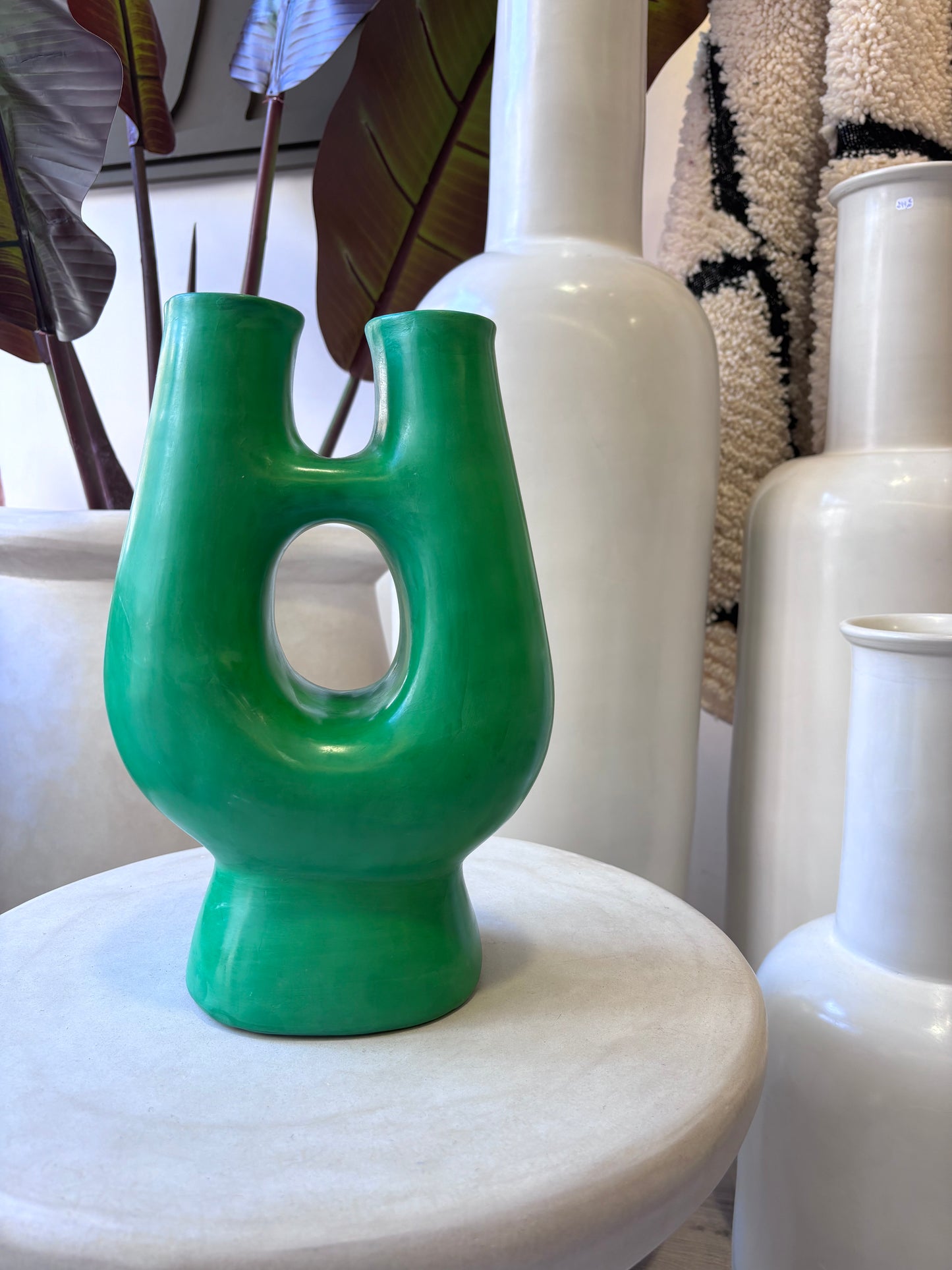 Poterie décoration "Tadelakt" Vert Sapin
