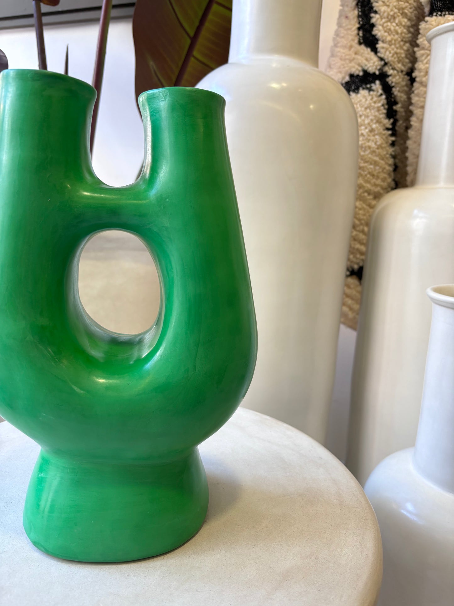 Poterie décoration "Tadelakt" Vert Sapin
