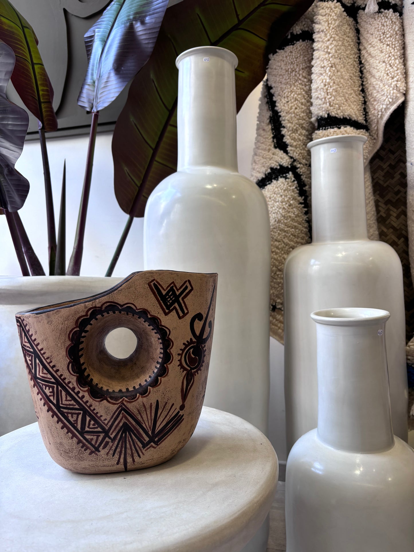 Poterie "Berbere" Marron pour fleurs séchées ou pot pour ustensile de cuisine