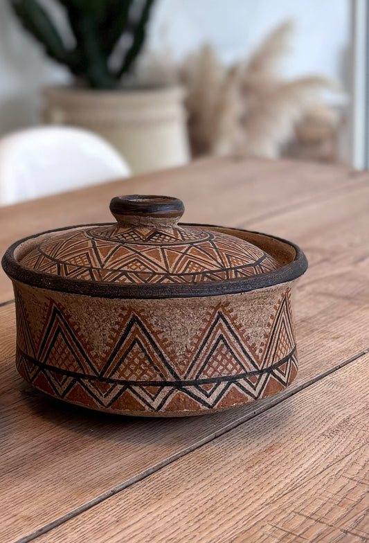 Plat avec couvercle "Berbere" Marron