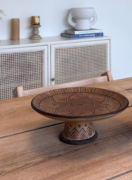 Plat sur Pied "Berbere" Marron