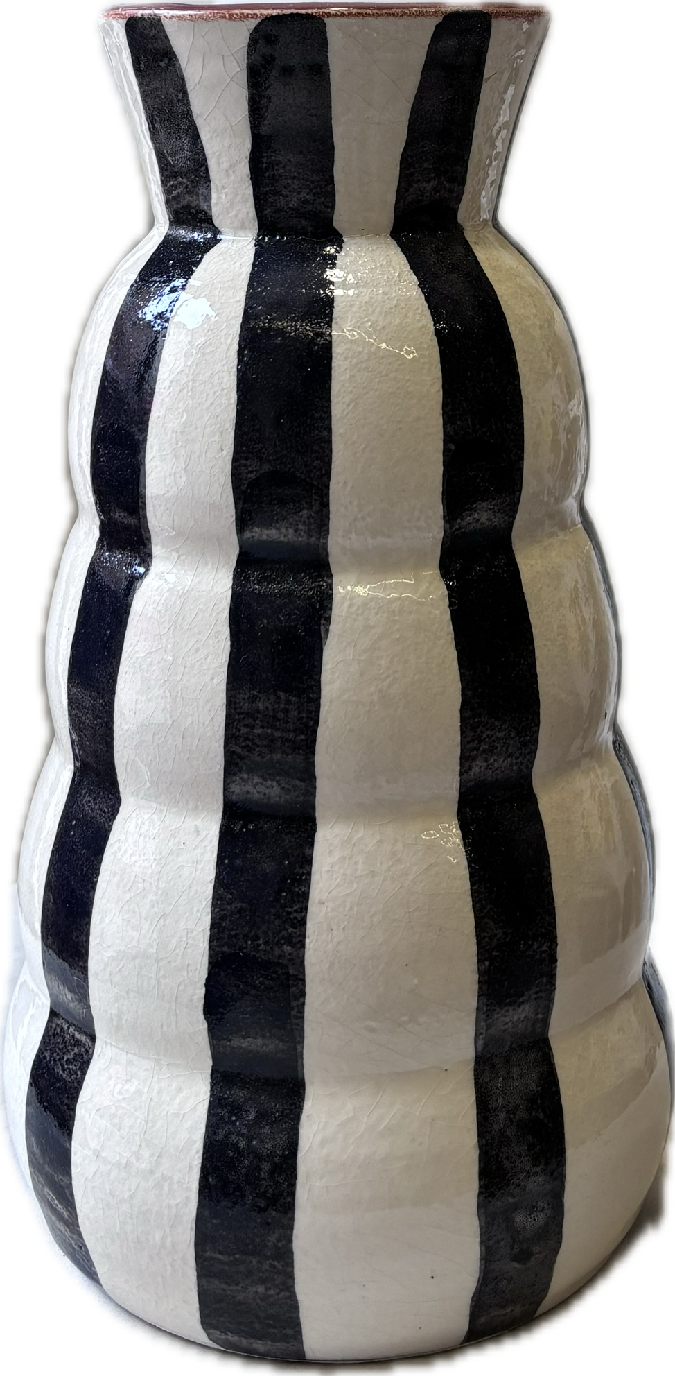 Vase "Rayé" Noir Satiné